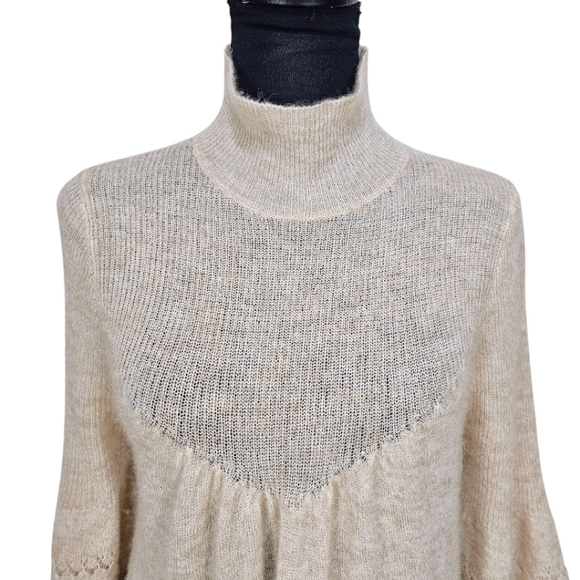 Anthropologie Feather Bone Merino Wool Alpaca Blend Pointelle Sweater Sz Small - Picture 10 of 15
